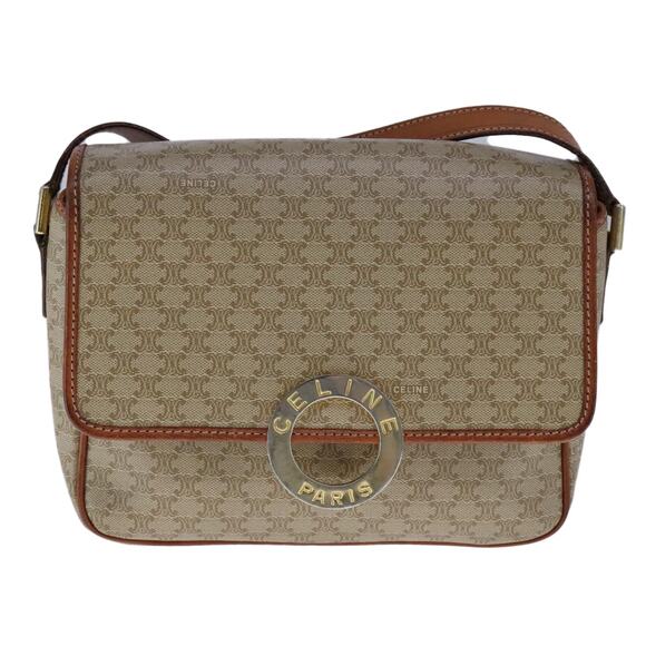 CELINE Macadam Canvas Circle Shoulder Bag Beige - Picture 2 of 12